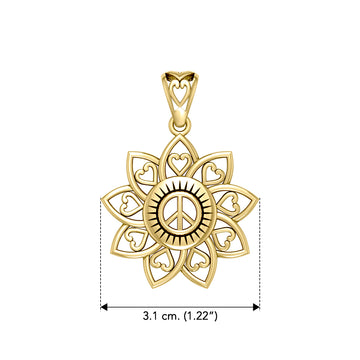 The Flower of Unity Solid Yellow Gold Pendant GPD5132